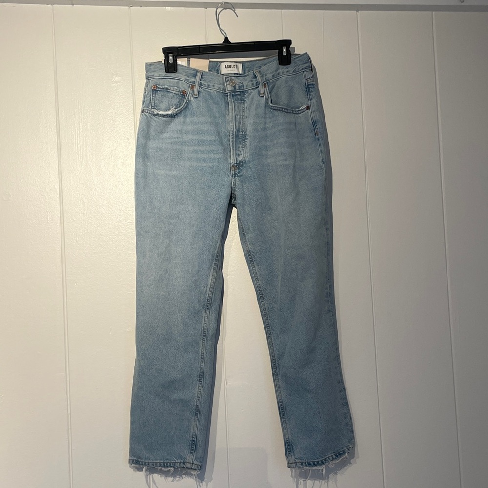 NWT Agolde Riley High Rise Straight Crop in Reputation Wash